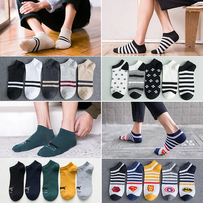 

2019 fashion Men Boat Socks color men's cotton socks Korean Version Of The Tide Sock men's socks