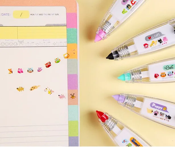 Bonito dos Desenhos Decorativo para as Crianças da Escola Fita Corretiva Papelaria Coréia Animados Kawaii Colorido Laço Diy 9 DIY Fita Corretiva papelaria Coréia Bonito Dos