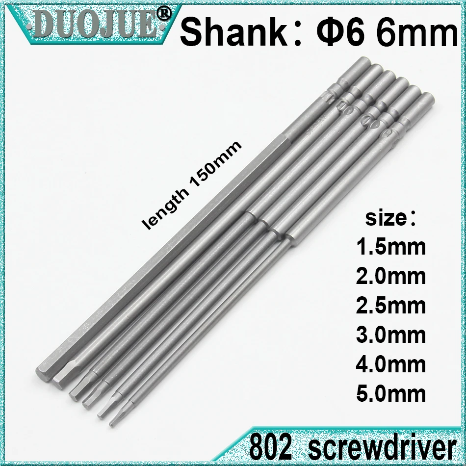 1Pcs 802 6mm Round Shank Magnetic Hexagon Screwdriver Bit 150mm Long Screwdrier Drive Power Drill H1.5 H2 H2.5 H3 H4 H5 | Ручные