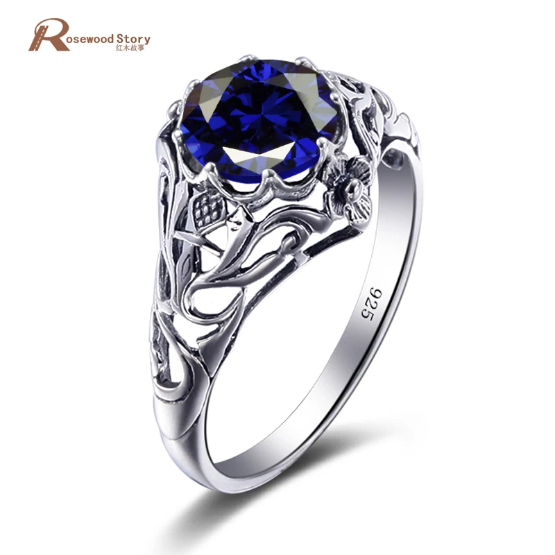 

Luxury Wedding 925 Sterling Silver Created Sapphire Engagement Promise Rings For Women September Birthstone Ring Vintage Jewelry