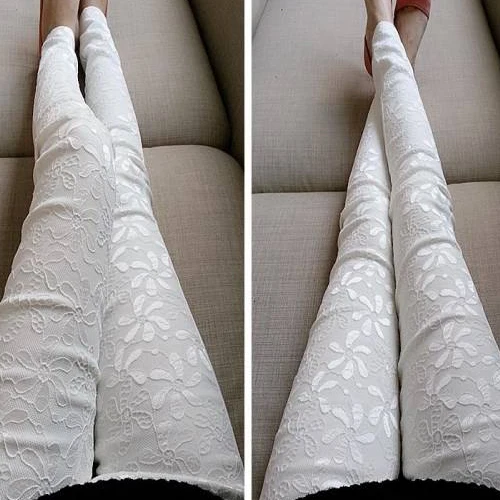 OkayMom черные белые кружевные штаны для беременных Одежда для беременных женщин обтягивающие леггинсы на лето осень весну - Цвет: white