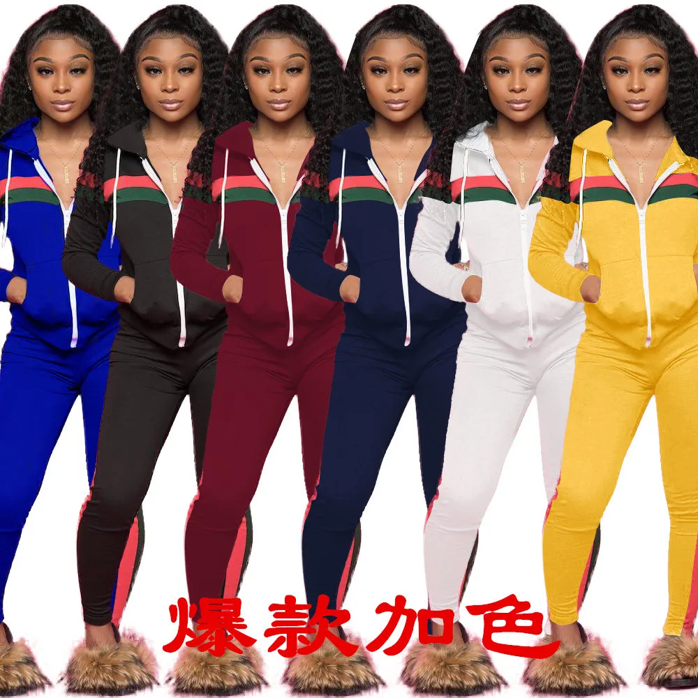 

New multi-size sexy women's wear patchwork casual sports two-piece with cap