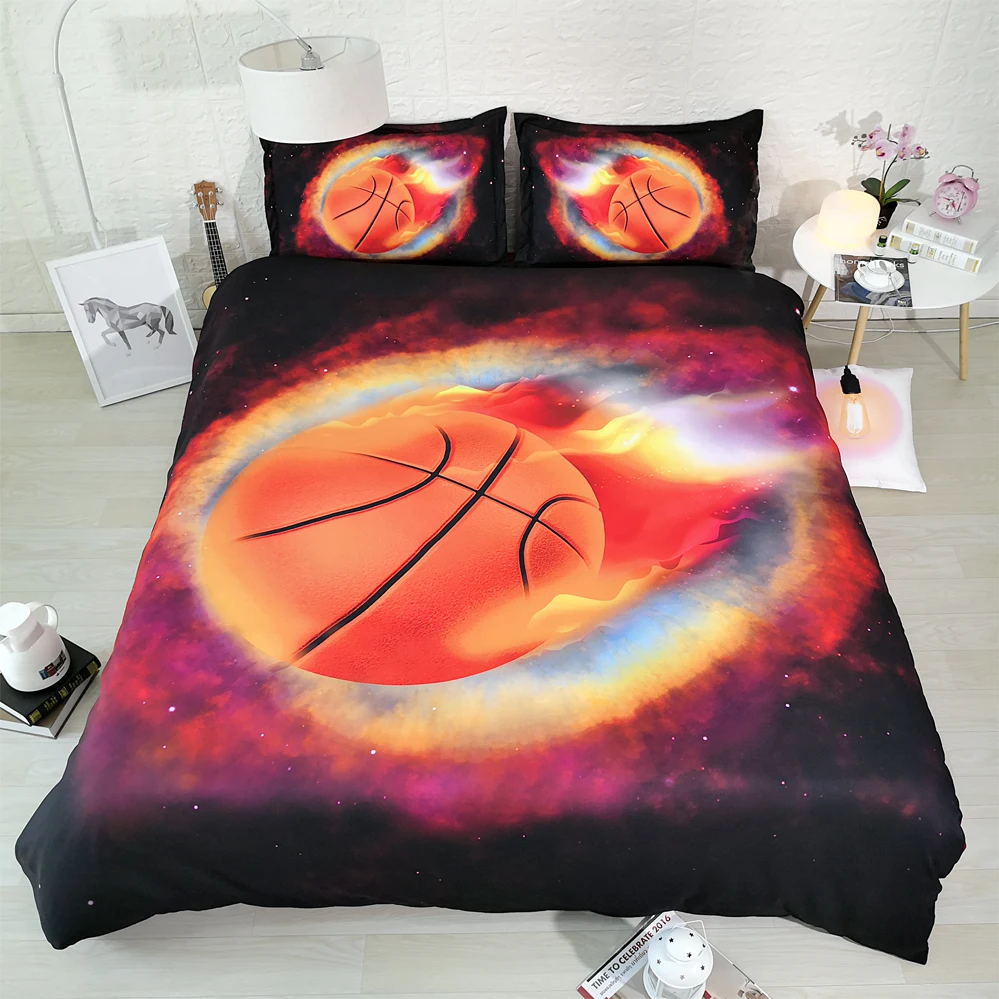Us 71 88 9 Off Jf 556 Galaxy Bed Set 4pcs Shooting Stars Basketball Duvet Cover Set Single Full Queen King Size Bedding Boys Teens Linens In Bedding