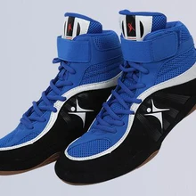 Высокое качество боевой бой обувь боксерские кроссовки для спортзала обувь для борьбы фитнес сквата тренировочные туфли синий/красный