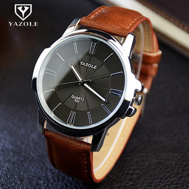 Yazole Mens Watches Top Brand Luxury Blue Glass Watch Men Wristwatch Waterproof Leather Roman Men's Watch Male Clock Relojes - Quartz Wristwatches - AliExpress