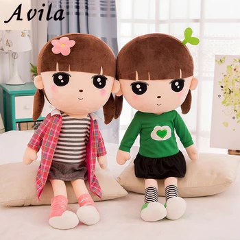 

Stuffed Baby Dolls Kawaii Cartoon Cute Hair Girl Plush toys Kids Present Toys Children Baby Birthday Gift
