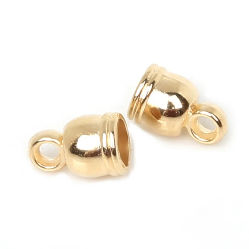 50pcs Golden Silver Tone Brass Necklace Cord Crimp End Caps For Jewelry