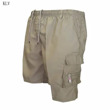 

Mens Plus Size Summer Multi Pockets Cargo Shorts Solid Color Drawstring Loose Casual Knee Length Beach Military Sweatpants S-3XL