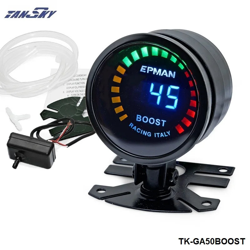TANSKY - 2015 New EPMAN racing 52mm Smoked LED PSI/BAR Turbo Boost Meter Gauge with Sensor For FORD MUSTANG 86-93 TK-GA50BOOST