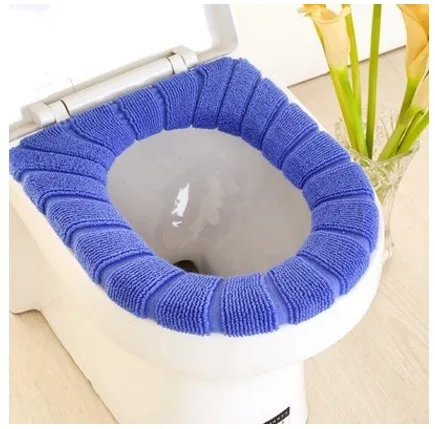 Домашнее мягкое сиденье для унитаза, моющееся сиденье для унитаза, теплый коврик для унитаза, подушка для унитаза с тыквенным узором - Цвет: Синий