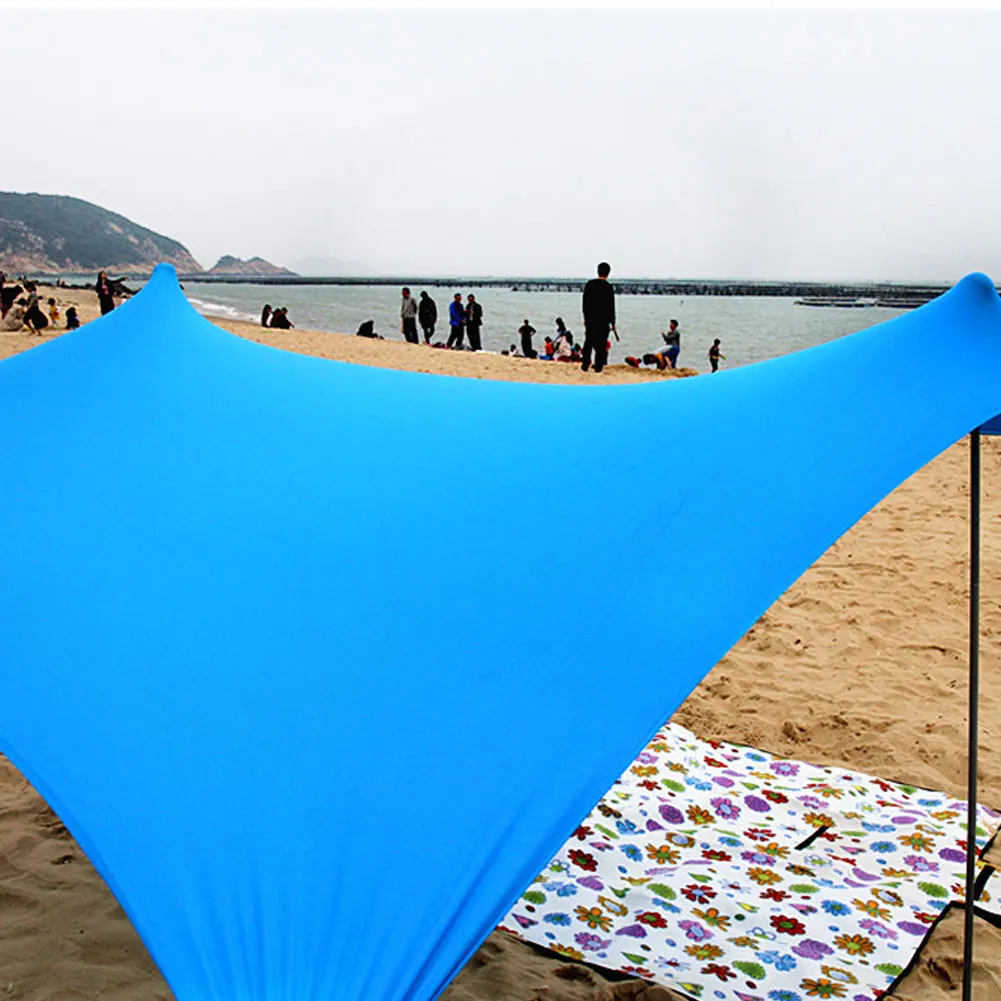 Семейный пляжный солнцезащитный тент с анкерами с мешком с песком 4 Бесплатные колышки UPF50 анти-УФ качество большой переносной навес из ткани солнечные палатки