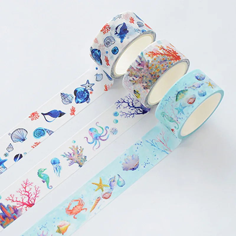 

32 pcs/Lot Blue underwater world washi tape set Blue color Fish Shell decoration masking tapes stickers diary Stationery FJ018