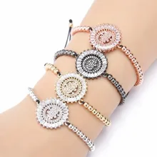 Золото Серебро Микро-паве Белый cz кубический цирконий Веревка Регулируемый браслет из медного бисера hd43 Шарм плетеные браслеты ювелирные изделия для женщин