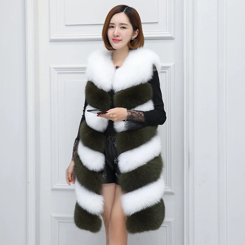 ZADORIN 2018 New Arrival Colored Long Faux Fur Vest Women Faux Fur Sleeveless Jacket Fake Fur Coats Fur Gilet fourrure Plus Size