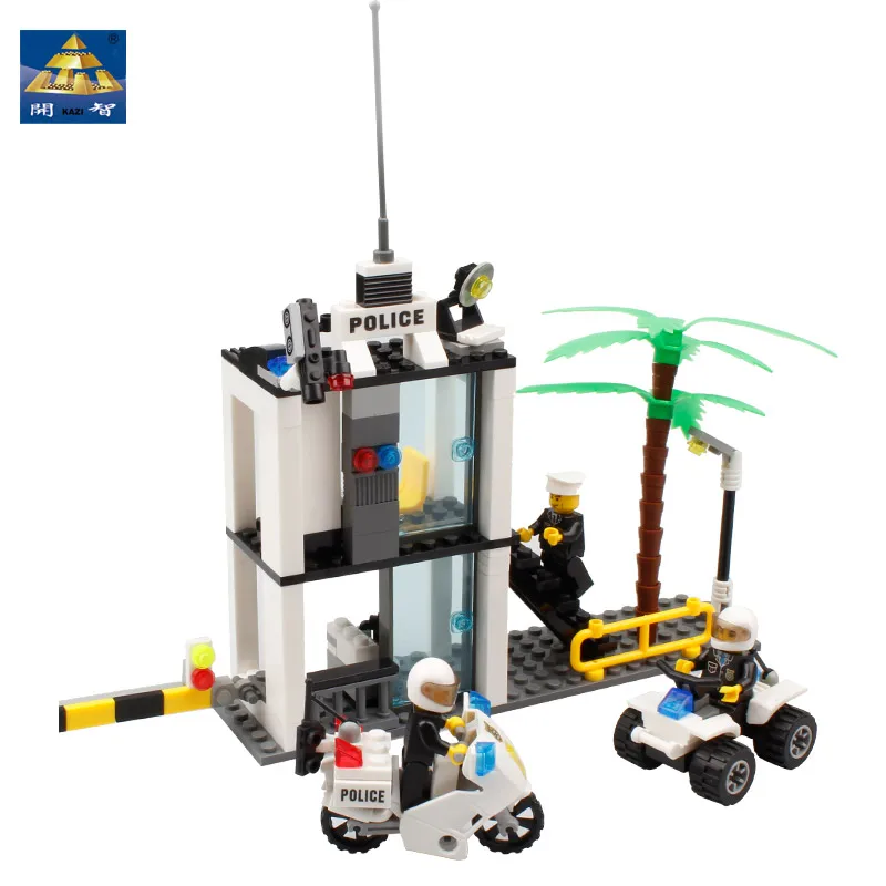 KAZI 193pcs Police Command Center Motorcyc Police Station Toy Building Blocks baby toys for children 3D Construction bricks baby-building-blocks