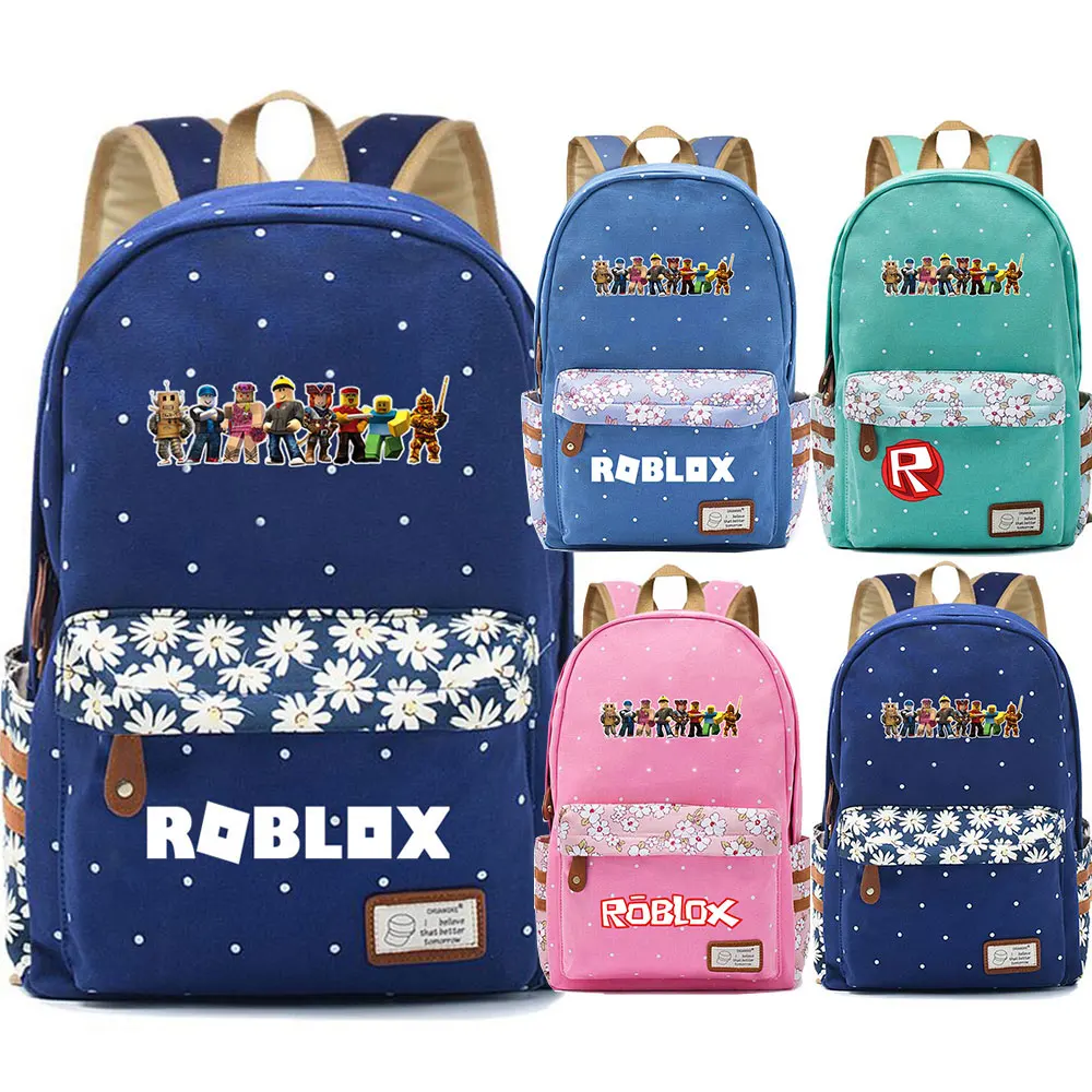 

2019 Hot Games Roblox Robot Sword Flowers Dot Boy Girl School bag Women Bagpack Teenagers Schoolbags Canvas Lady Femme Backpack