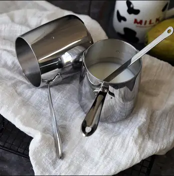 

Stainless Steel Pot Coffee pot Milk Butter Coffee maker Warmer Mini Butter Melting Pot with Spout 18/10 Tri-Ply (12oz/370ml)