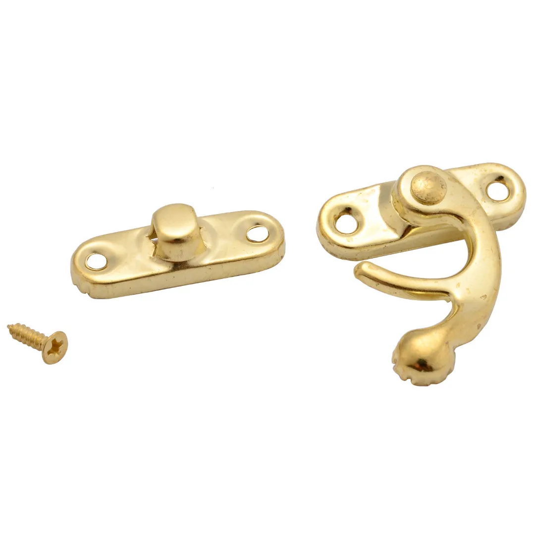 12pcs Vintage Antique Metal Lock Catch Curved Buckle Horn Lock for Gift Jewelry Wooden Box Clasp Hook with Screws