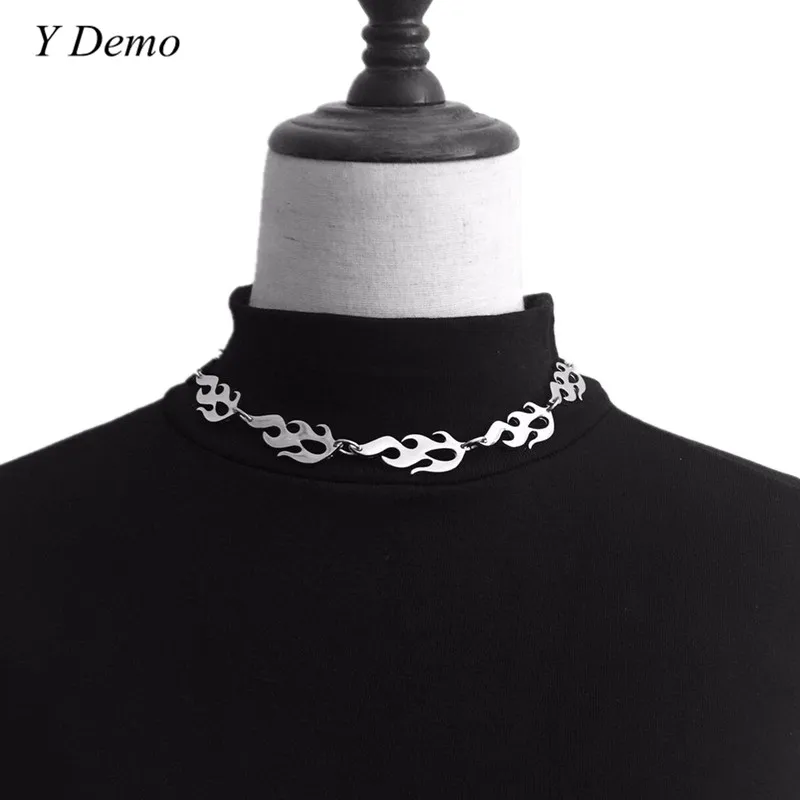 

Harajuku streetwear Flame Unisex Necklace Punk Accessory Rock Chain Choker Necklaces