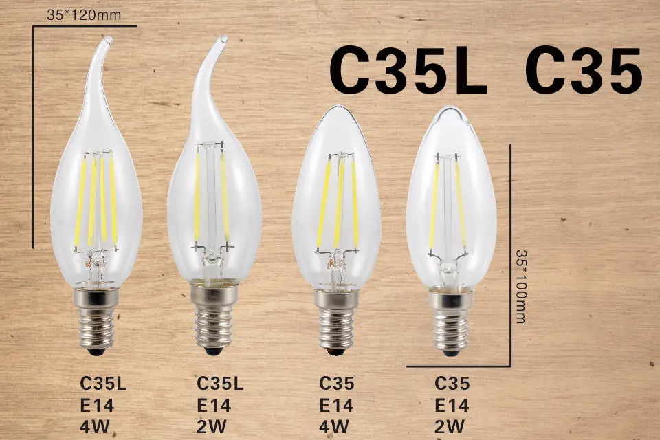 Светодиодная лампа E27 E14 2W 4W 6W 8W Винтаж Эдисон лампы A60 ST64 C35 G45 G95 G125 AC220V прозрачный Стекло нити светильник в стиле ретро лампы