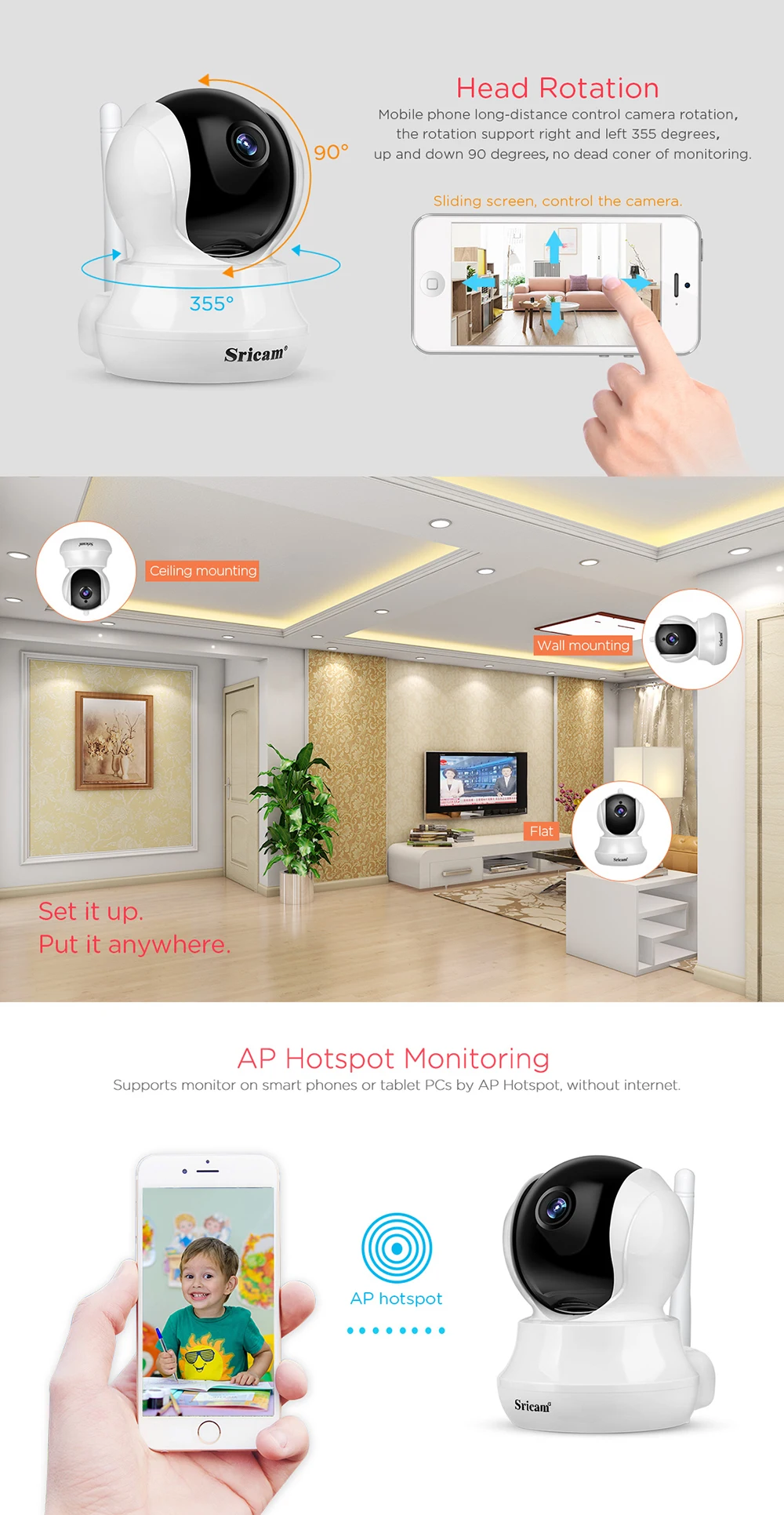 Sricam SP020 1080P IP Surveillance Camera Indoor Auto-tracking 
