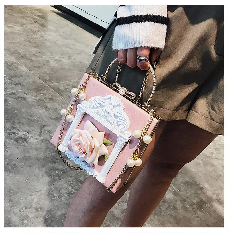Embossed Flowers Women Handbags Luxury Rose Chain Lady Leather Shoulder Bag Evening Party Female Travel Crossbody SS3529 (17)