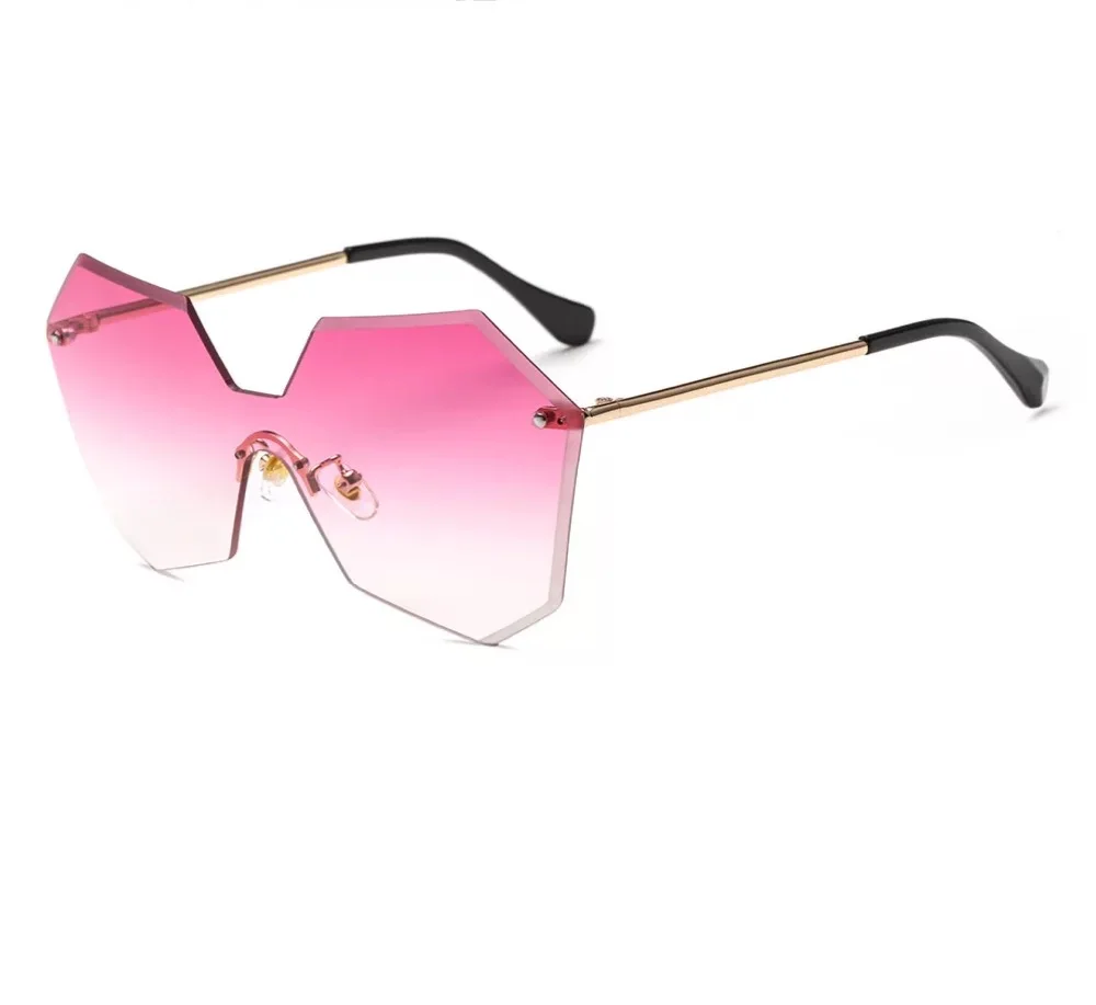 

INAKEFASHION 2017 Rimless One Piece Sunglasses Women Cat Eye Shades Gradient Ocean Film Brand Designer Style Lady Eyewear JWW351
