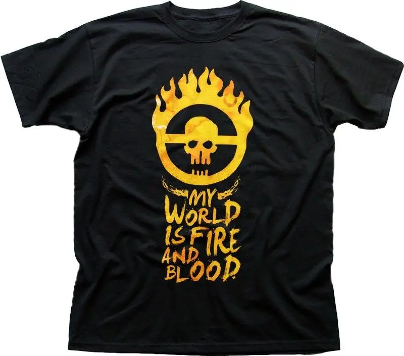 Mad Max Fury Road My World is Fire and Blood black printed t-shirt FN9399 free shipping cheap tee NEW ARRIVAL tees 2019 hot | Мужская