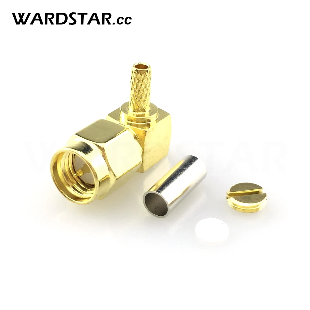 100 SMA Crimp male Plug right angle Solder LMR100 RG316 RG174 Cable RF connector