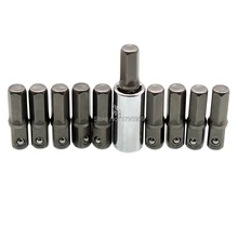 10pcs Impact Socket Adapter 1/4" Hex Shank to 1/4" Drive Tool With 1/4" Square Drive to 1/4" Hex Shank Screwdriver Bit Converter