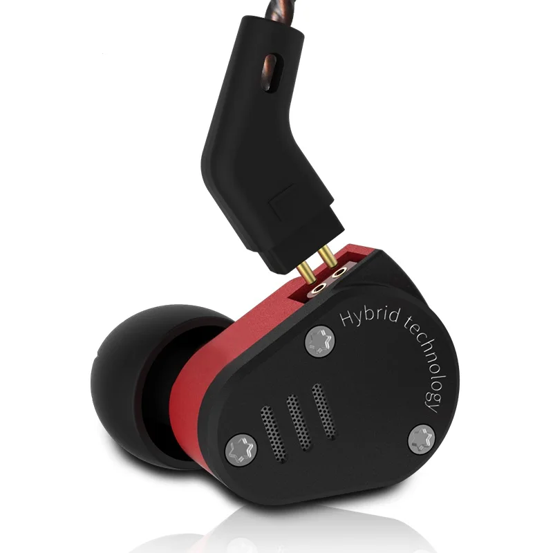 

KZ ZSA Metal Earphone 1BA and 1DD Hybrid In Ear Earphone HIFI DJ Monito Running Sport Earphone Headset Earbud ZS10 ES4 black red