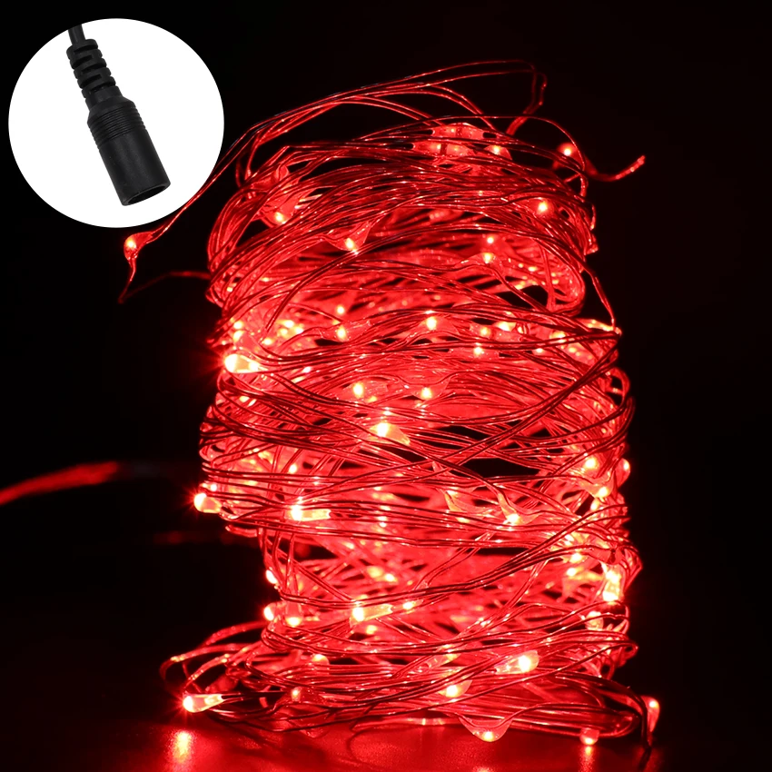 Koop DC 12 v 5 m 10 m 20 m 30 m 50 m led String zilver Koperdraad 100 200 300 500LED Fairy Lights Voor Kerstmis Holiday Party decoratie