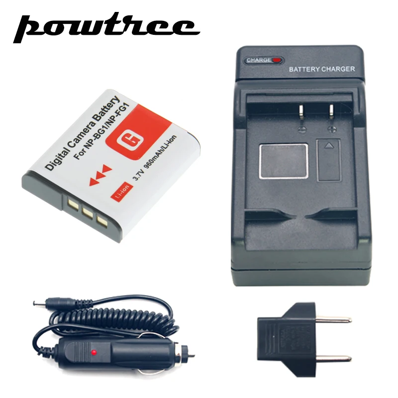 1Packs NP BG1 Li ion Camera Battery 3.7V 960mAh +Battery Charger+Car Charger For Sony DSC W170