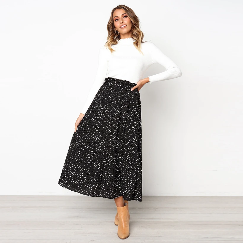 Женская длинная Плиссированная юбка богемная свободная пляжная шифоновая с