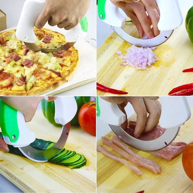 Rolling Knife Circular Kitchen Cutter Vegetable Chopper Annular Cutter Rolling Vegetable Knife Meat Slicer Pizza Cutter Kitchen