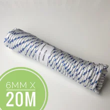 

White&Blue 6mmx20m Heavy Duty Braided Polypropylene Rope PP Boat Rope Sailing Camping Clothes Line