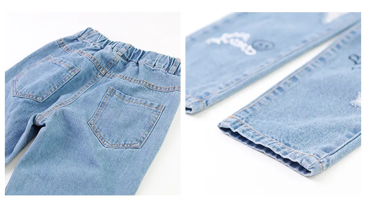 Весна, новые джинсы для девочек, брюки, джинсовые брюки с дырками, От 2 до 6 лет