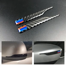2 pcs Tricolor Do Exterior Do Carro De Fibra De Carbono Espelho Retrovisor Anti-fricção Tira Adesivo Para BMW 1/2 /3 gt 4/5/7 Série X3 X4 X5 X6