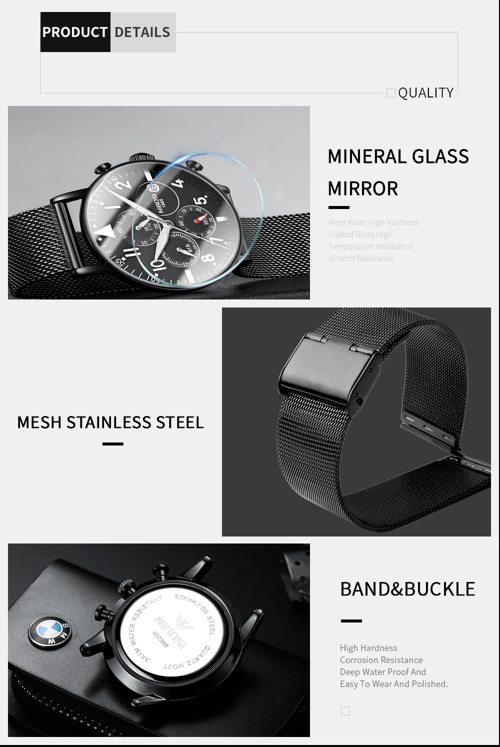 NIBOSI Men Watch 2019 Luxury Brand Waterproof Fashion Quartz Watch Stainless Steel Male Clock Relogio Masculino Dourado Saat (6)