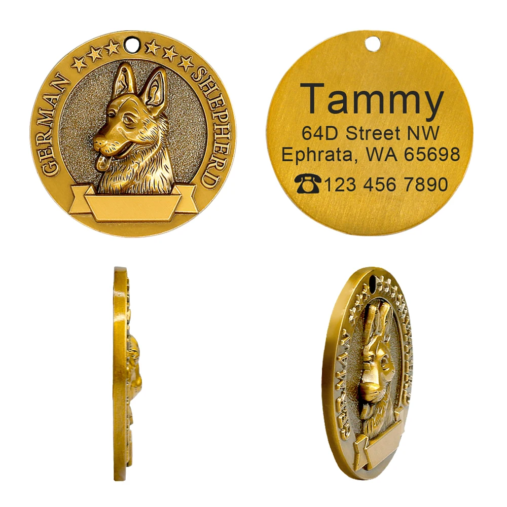 Pet ID Tags Dog Collar Tags Pet ID Medal Pendant Personalized Dog ID Tag Dogs Tags Nameplate Anti-lost Free Engraving Pet Pendant For Collars Necklace Copper Plated