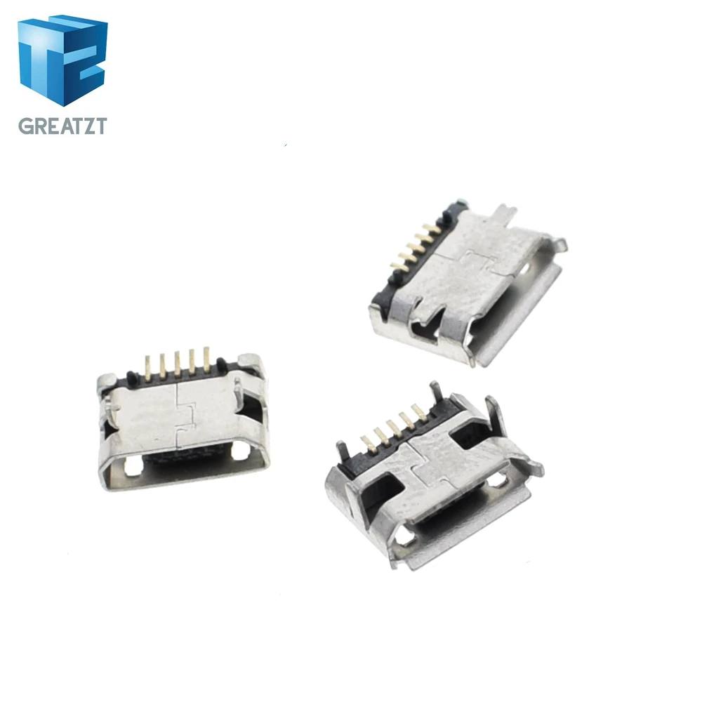 

GREATZT 10pcs Micro USB 5P,5-pin Micro USB Jack,5Pins Micro USB Connector Tail Charging socket mini USB