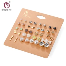 DANZE Мода 20 пар/лот круги кристалл серьги-гвоздики из искусственного жемчуга набор для женщин золотой крест мяч серьги гвоздики ювелирные изделия
