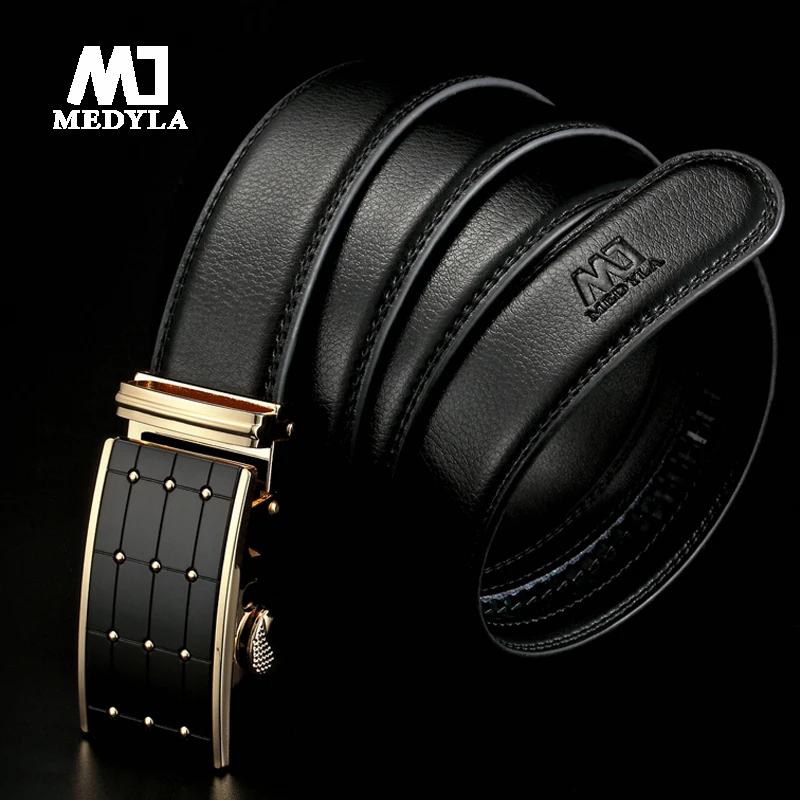 

MEDYLA Men Tactical Belts For men Business Alloy Buckle ceinture homme Fashion Men's Automatic Buckle Leather Belt