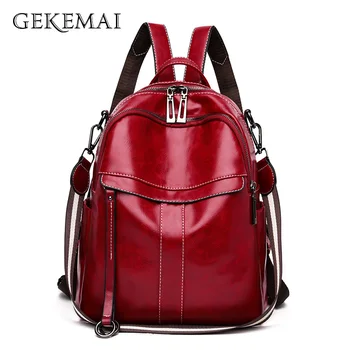 

2019 New Vintage Women Backpack Quality Leather School Backpacks for Teenage Girls Female Sac A Dos Shoulder Bag Bagpack Mochila