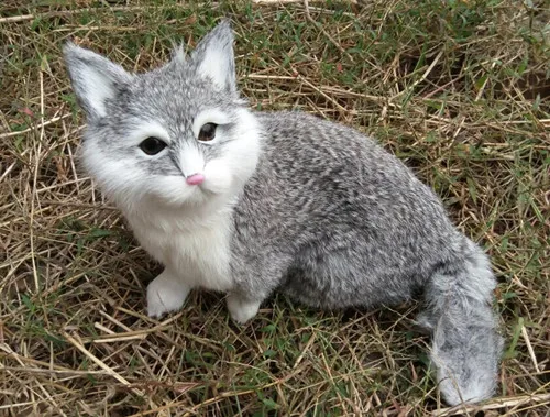 

large 28x26cm gray cat hard model toy,polyethylene&fur handmade craft,prop.home decoration 2044