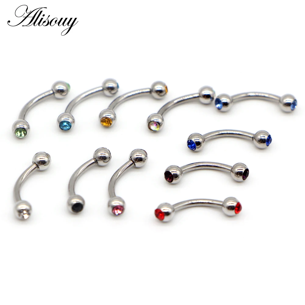 Alisouy 1PCS Surgical Stainless Steel Eyebrow Nose Lip Captive Bead Ring Tongue Piercing Tragus Cartilage Earring Body Jewelry