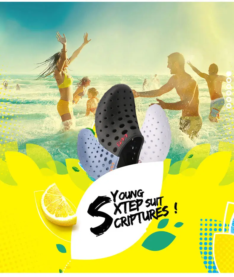 Brand 2018 Fashion Sandals Eva Clogs Swimming Shoes Men Croc Band Summer Water Black White Air Beach Garden Mens Shoe (2)
