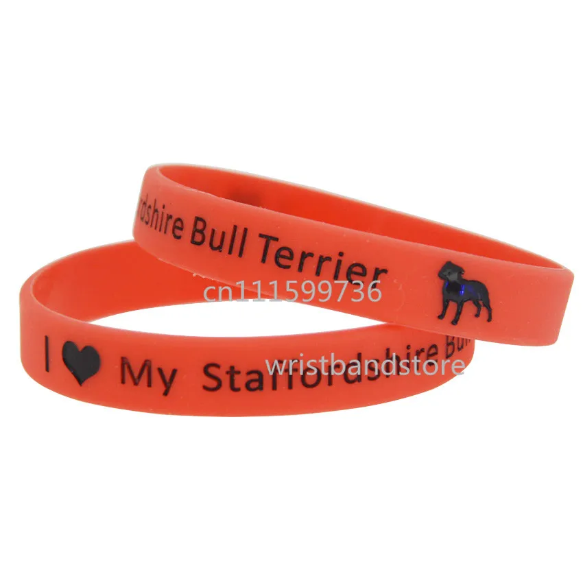 1 штука силиконовый браслет с надписью I Love My Staffordshire Bull Terrier 5 цветов|wristband|wristband