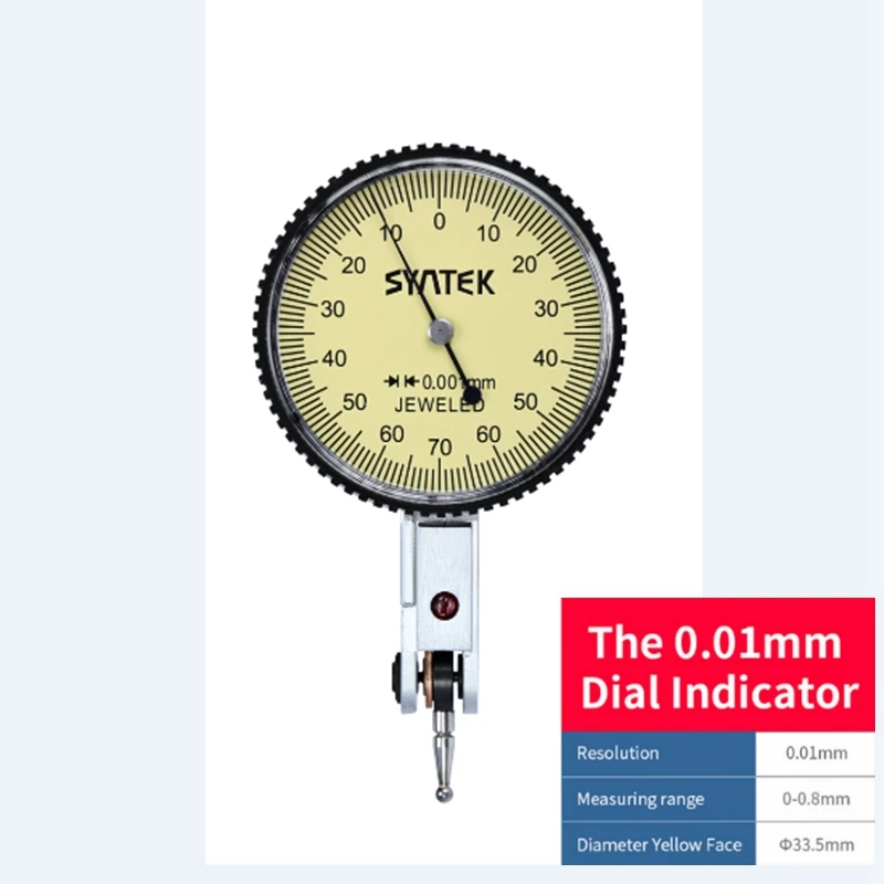 Kopen 0.01mm Hendel Indicator Shockproof Continue Meetklok 0 0.8mm Analoge Display Wijzerplaat Micrometer Indicator Gereedschap