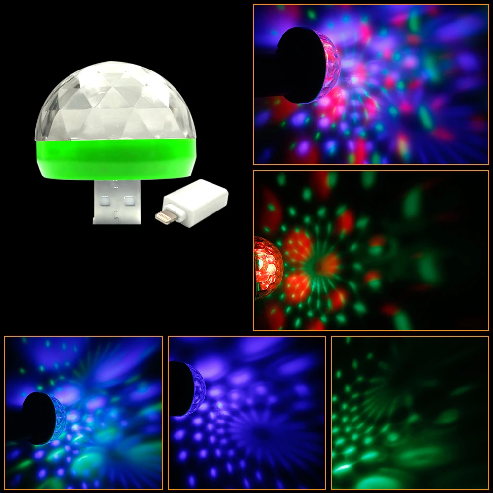 

USB Mini LED Stage Light DJ Color Changed by Sound Music Atmosphere Projected Light Rave Night Wedding Birthday Party Christmas